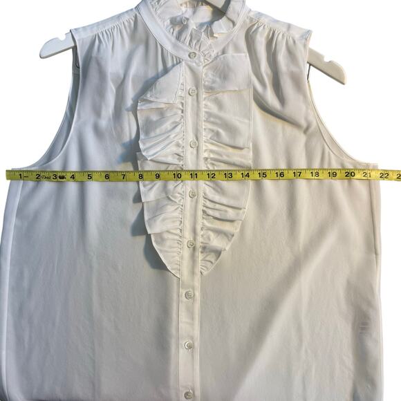 FRAME Ruffle Sleeveless Silk Crepe White Top - Picture 11 of 11